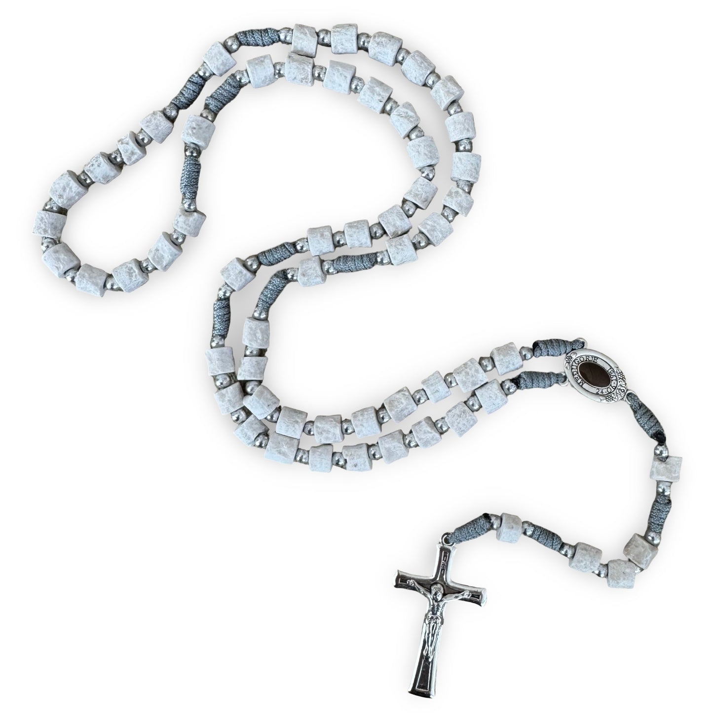 Queen of Peace Stone Rosary with Soil
