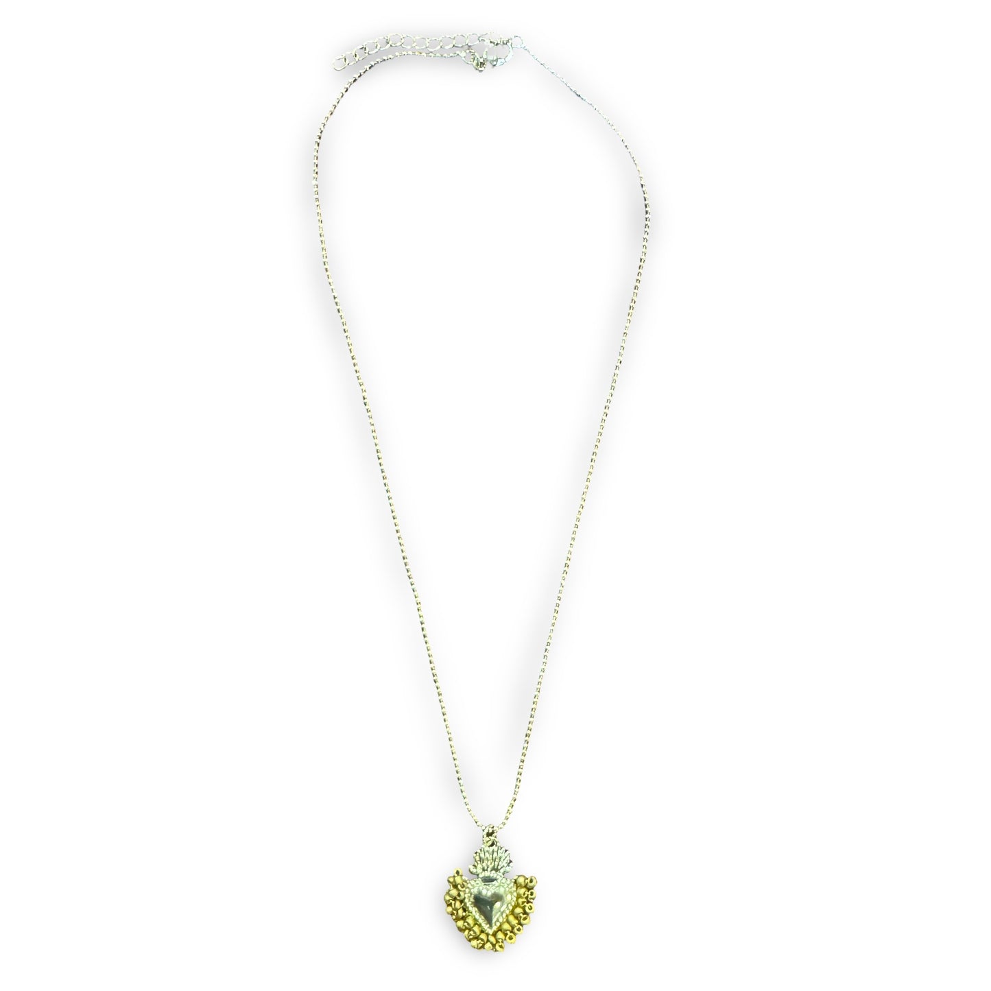 Gold Heart Necklace with Beaded Accents