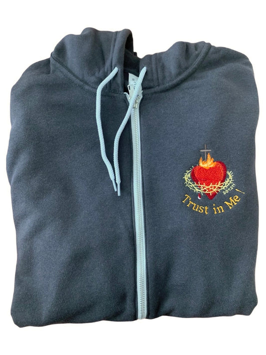 "Trust in Me" Embroidered Zip-up Sweater by SCTJM