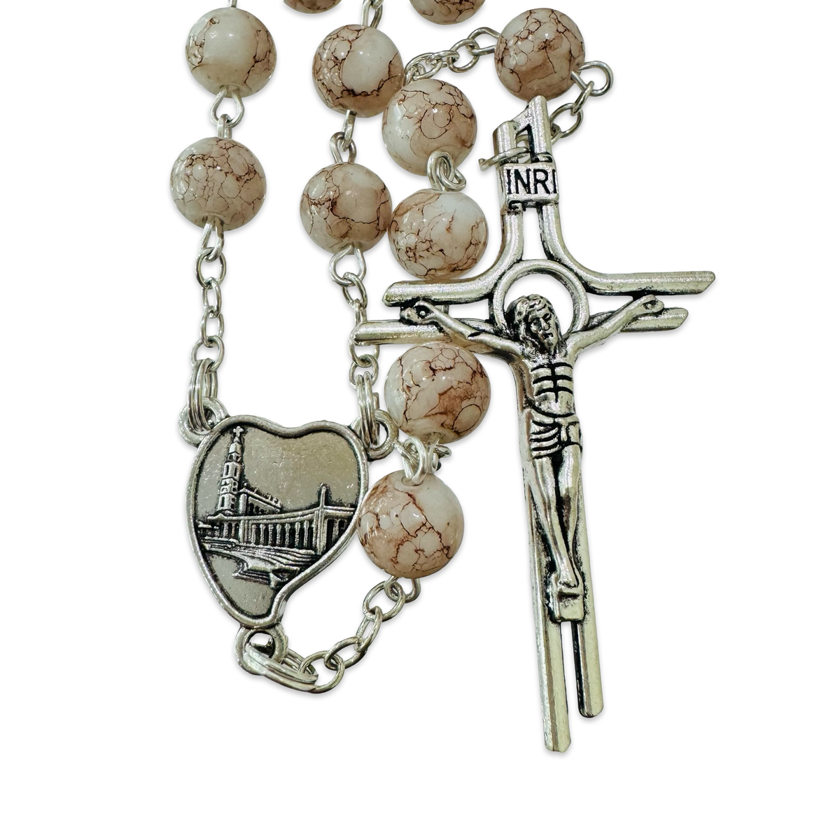 Marble Fatima Rosary With Holy Card