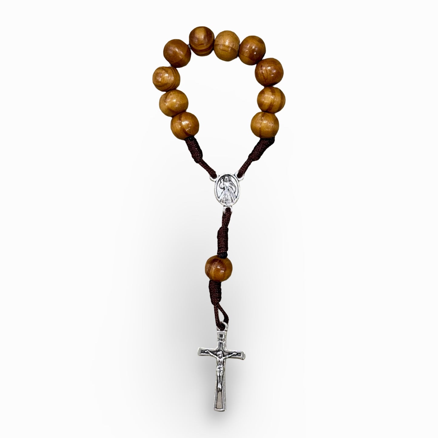Large Wooden Bead Queen of Peace Decade Rosary