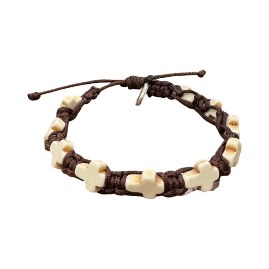 Small Stone Cross Decade Rosary Bracelet