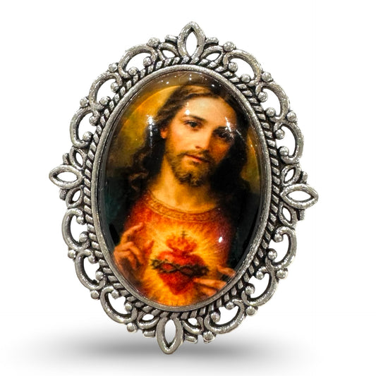 Sacred Heart Embellished Pin