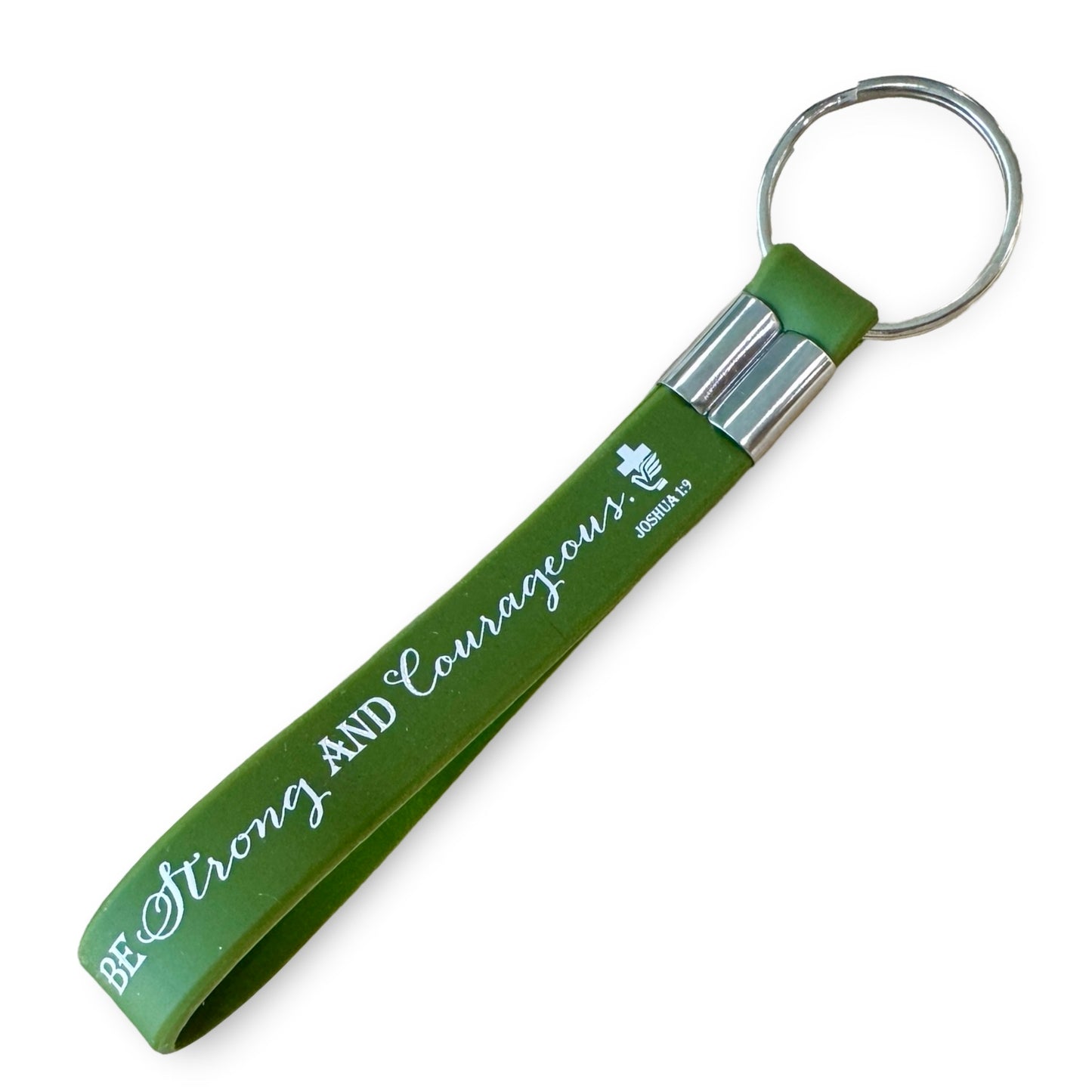 “Be Strong and Courageous” Silicone Bible Verse Keychain