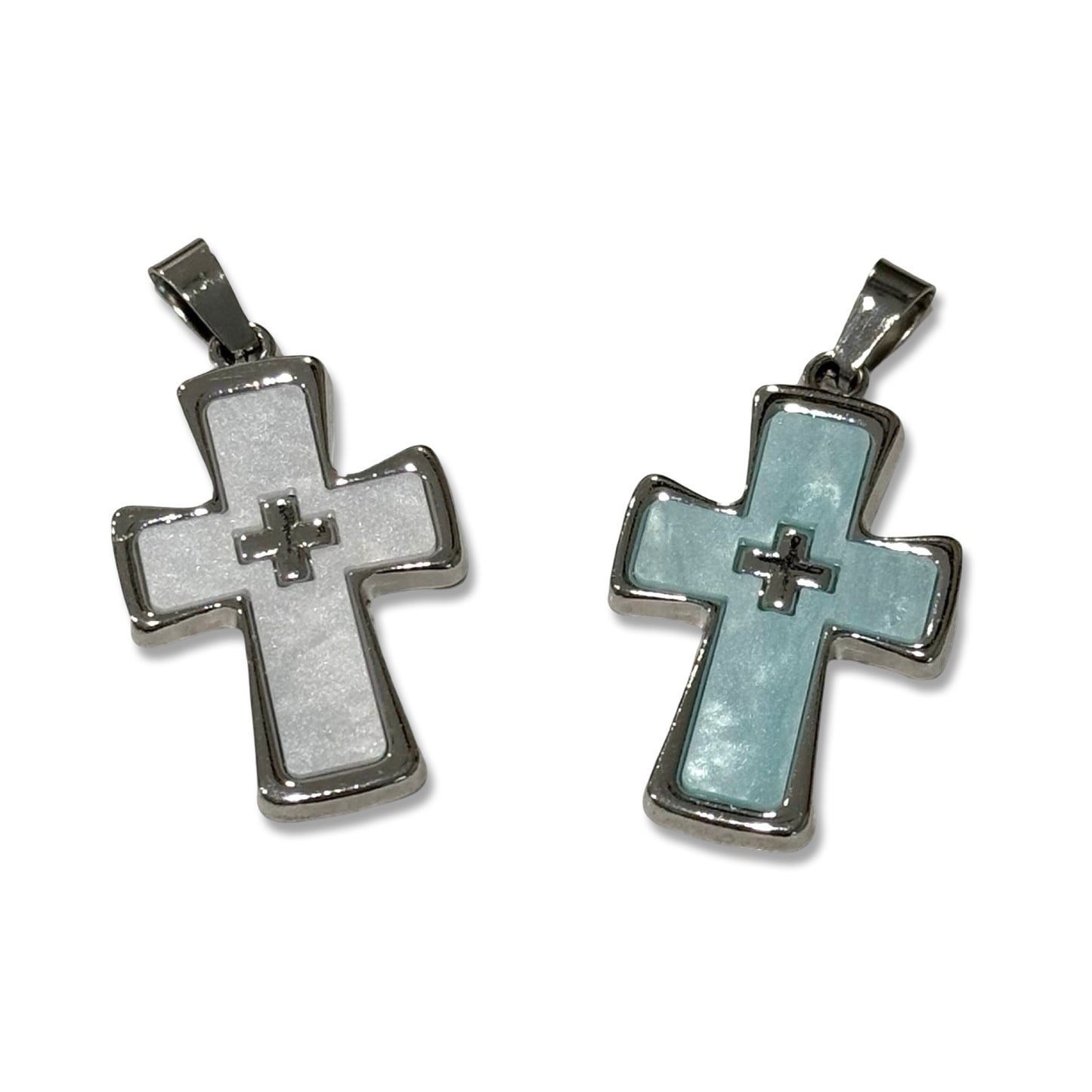 Silver and Mother of Pearl Cross Pendant
