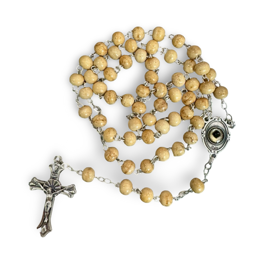 Padre Pio Relic Rosary with Canvas Pouch