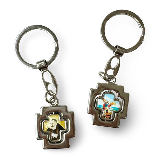 St. Michael and St. Padre Pio Rotating Keychain
