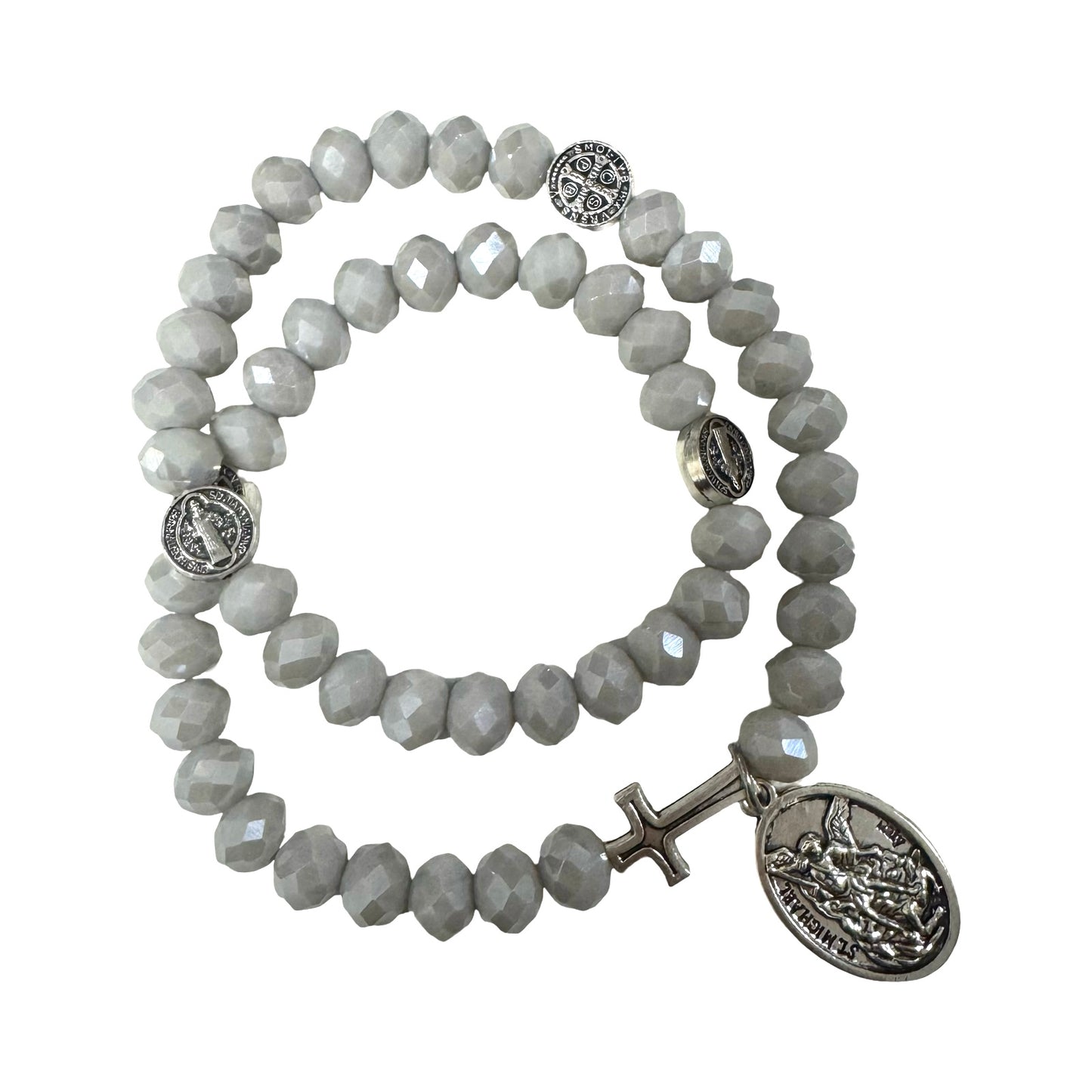 Rosary Wrap Bracelet with St. Benedict and St. Michael the Archangel