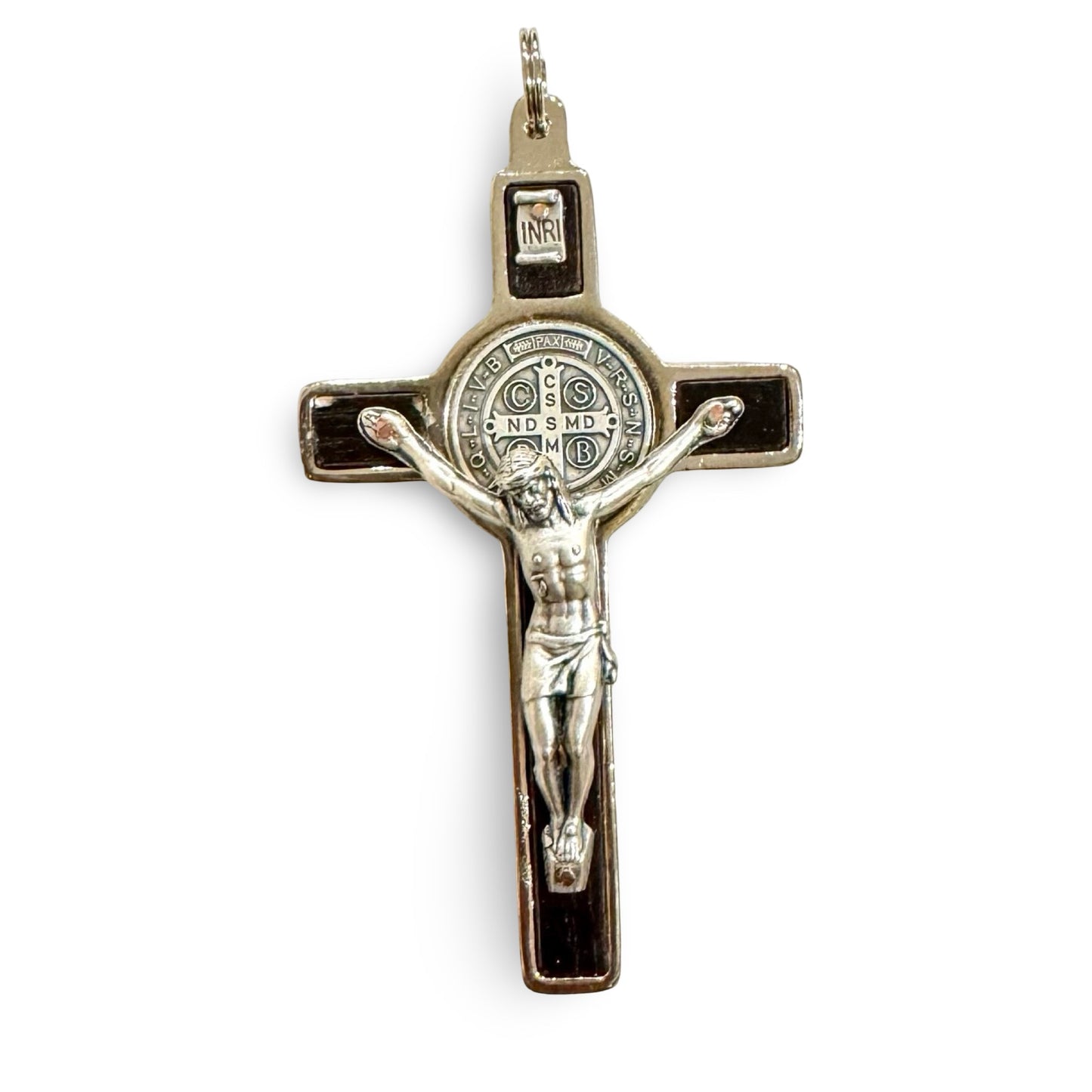 Classic Wooden St. Benedict Inlay Crucifix