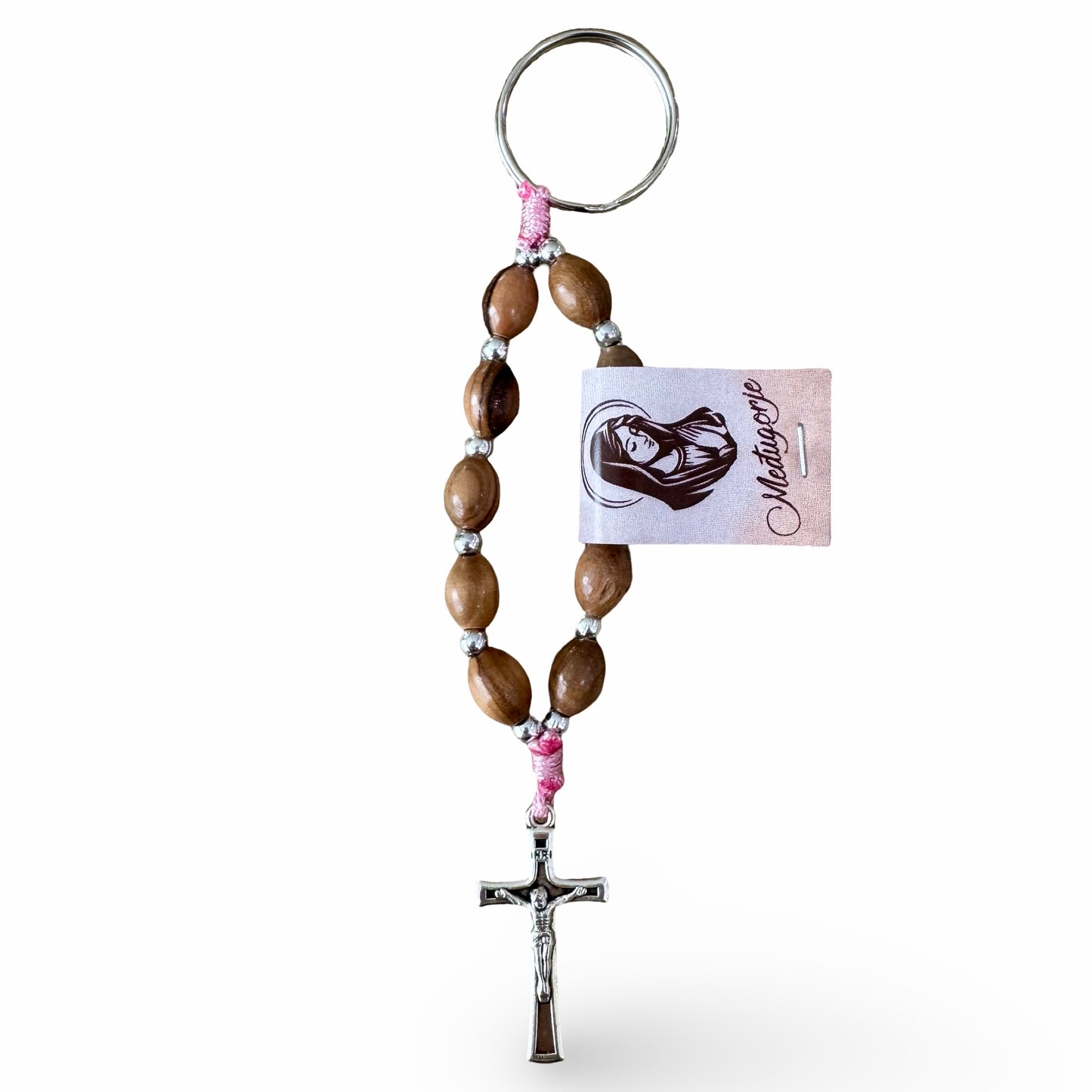 Olive Wood Medjugorje Decade Keychain