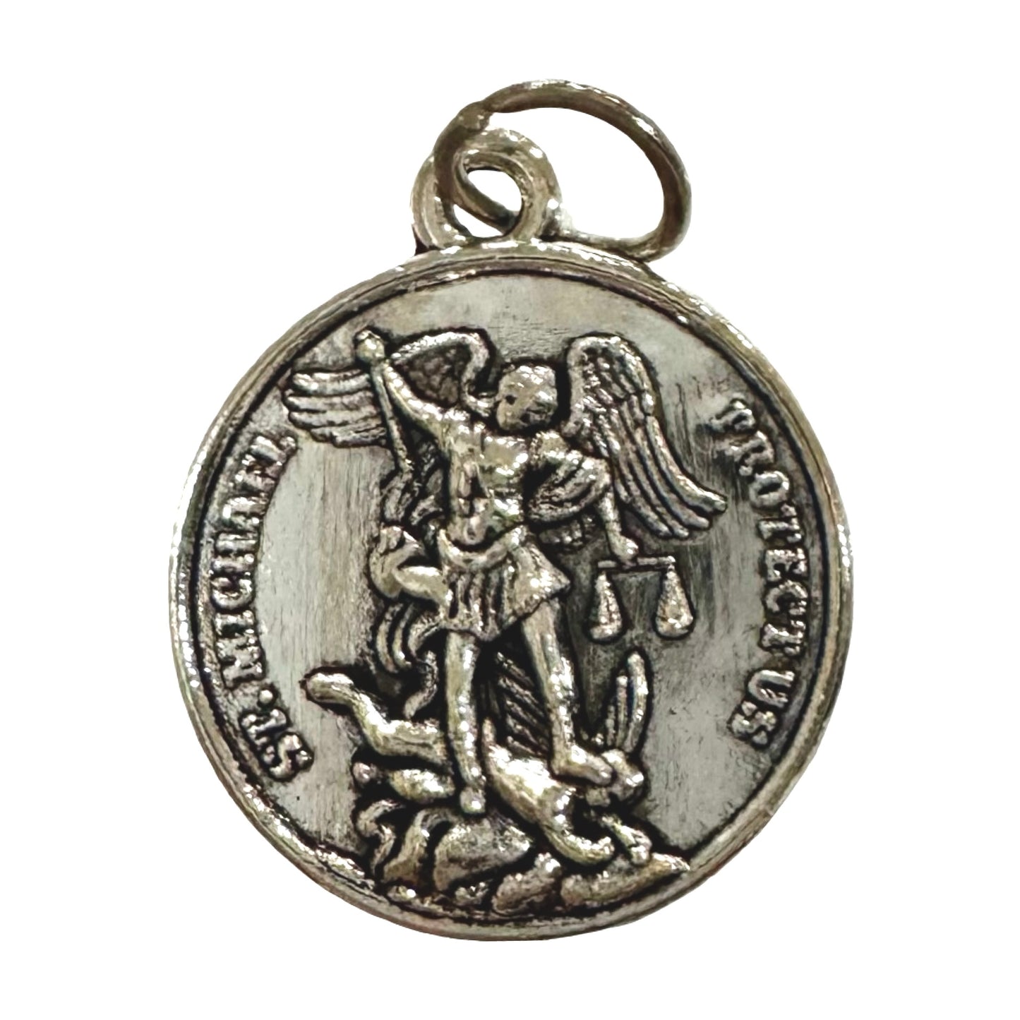 St. Michael Medal with Holy Card in Mesh Drawstring Bag