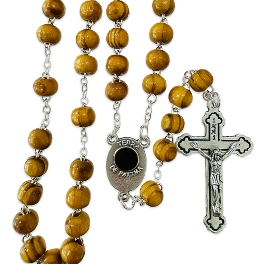 Light Wooden Rosary With Fatima Soil
