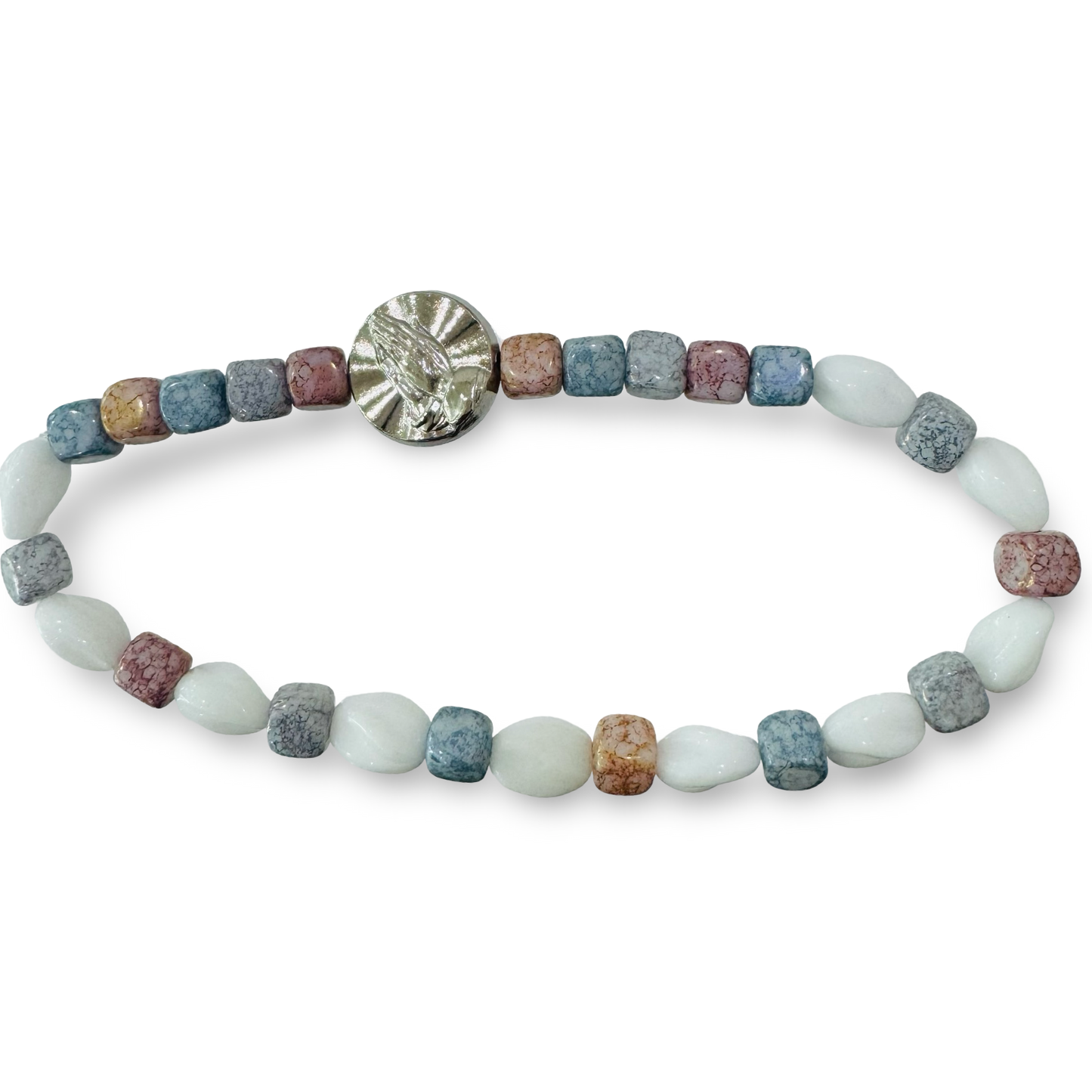 Multicolored Stone Bracelet with Fatima Medal