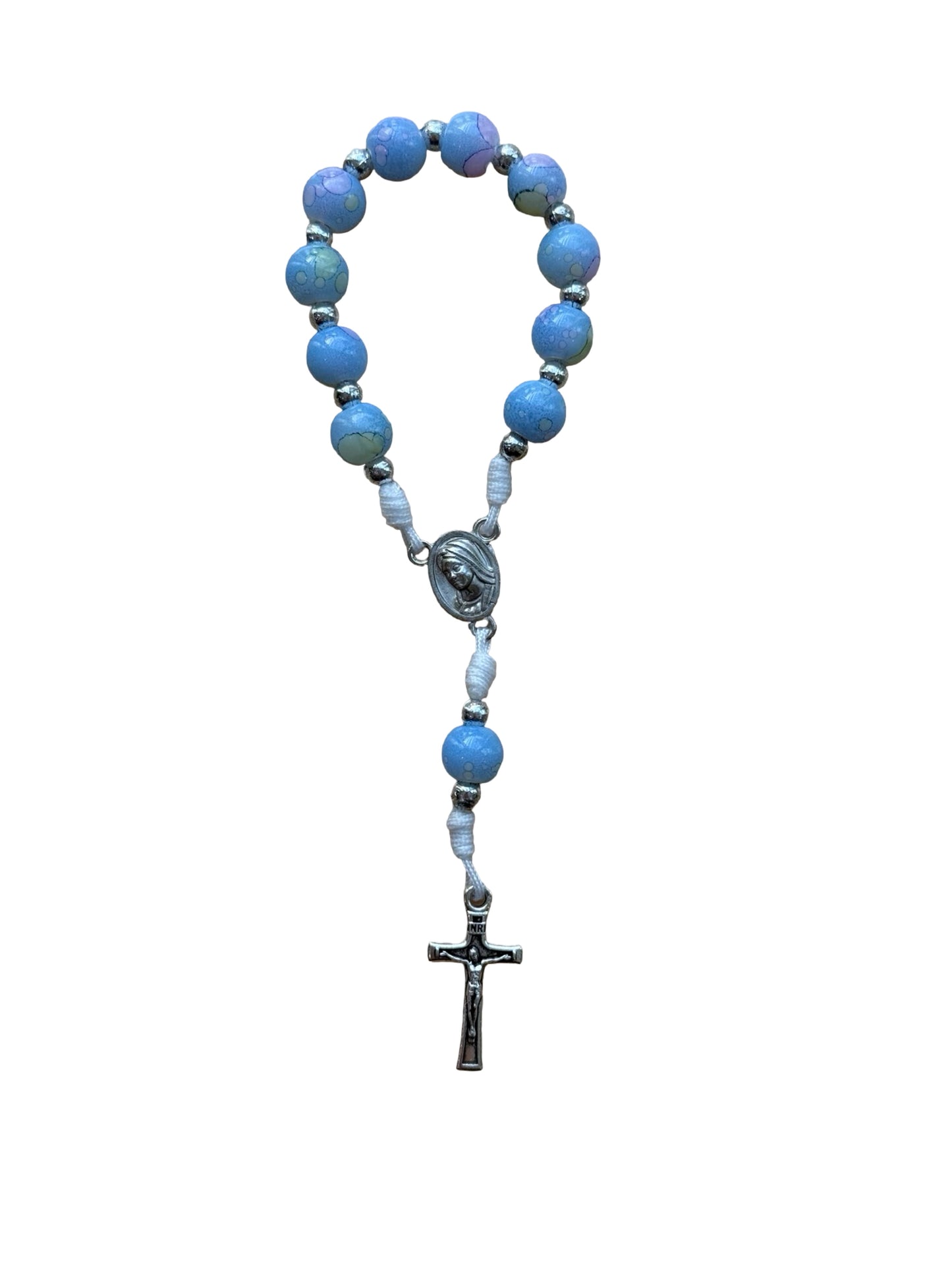 Marble Queen of Peace Cord Decade Rosary of Assorted Colors
