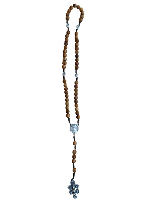 Olive Wood Holy Face of Jesus Pierced Hearts Rosary with Pardon Crucifix