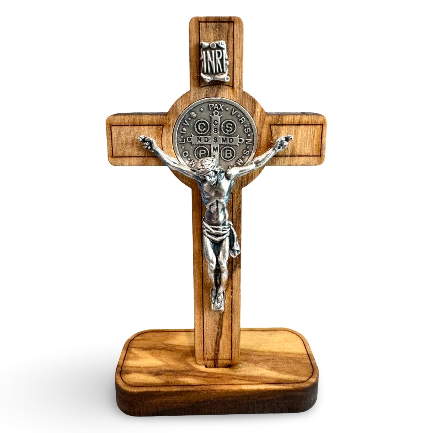 Small, Standing Wooden St. Benedict Crucifix
