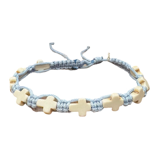Small Stone Cross Decade Rosary Bracelet