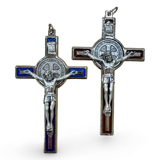 Silver St. Benedict Crucifix of Assorted Colors