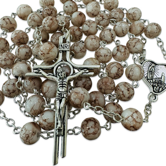 Marble Fatima Rosary With Holy Card
