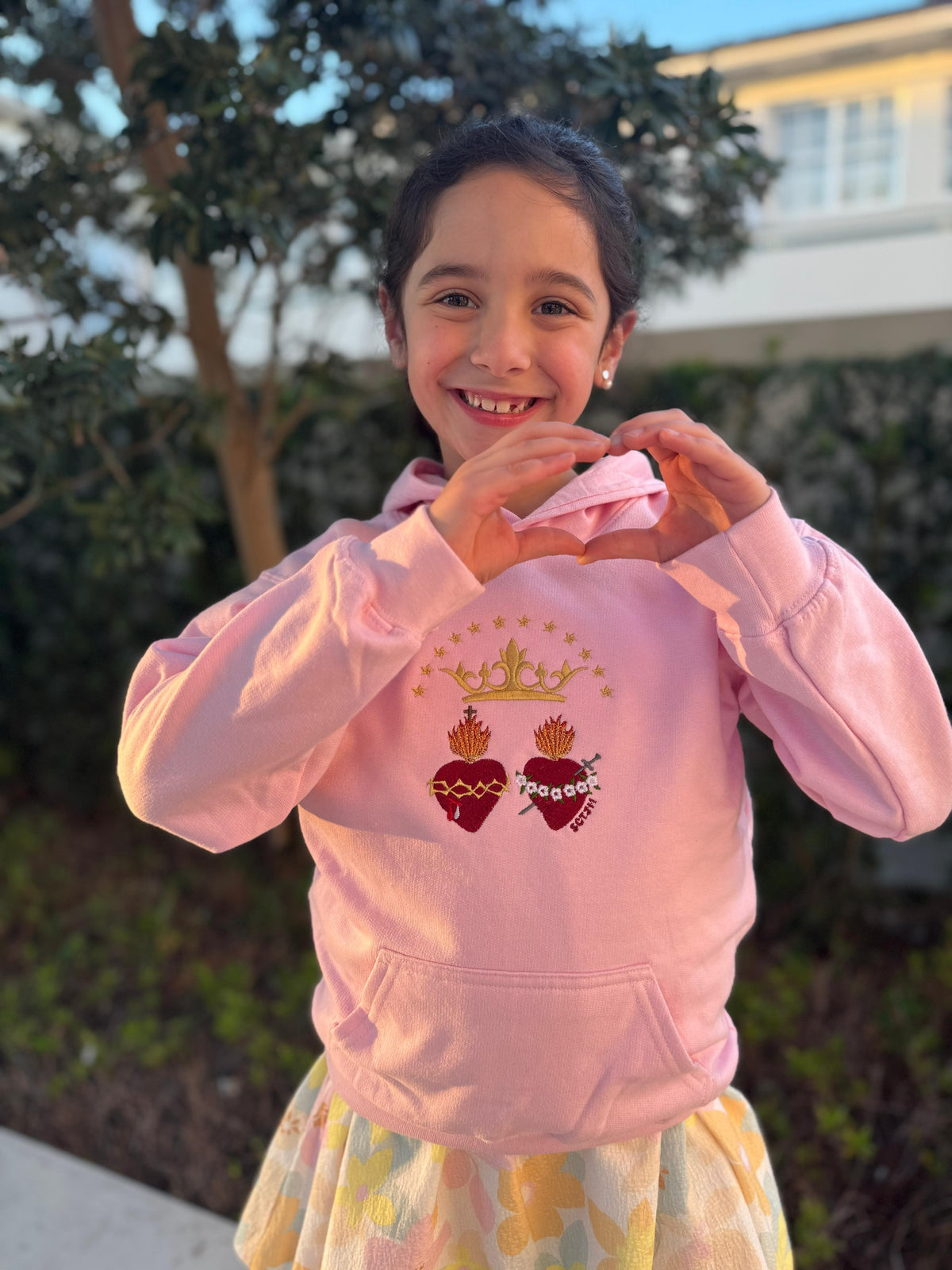Two Hearts Embroidered Hoodies for Kids by SCTJM
