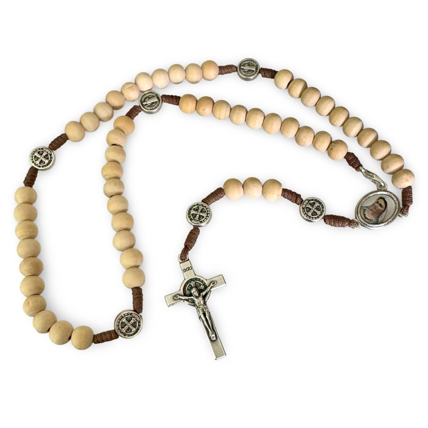 Beige Wood Bead St. Benedict Rosary