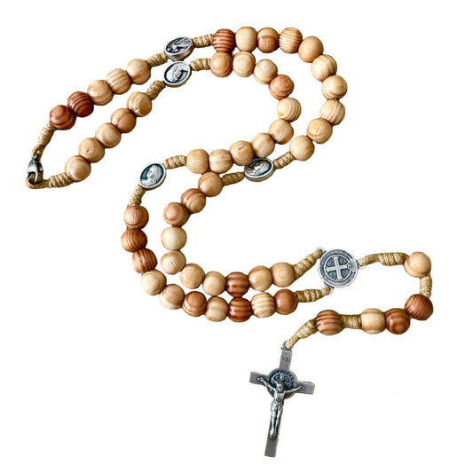 Two-Toned Wood St. Benedict Queen of Peace Rosary