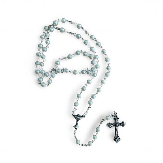Small Pearl First Communion Rosary in Case
