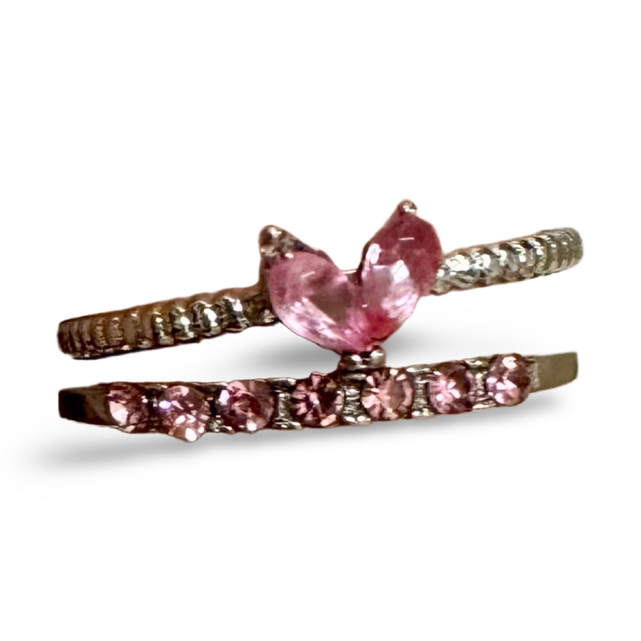 Jeweled Heart Ring Set