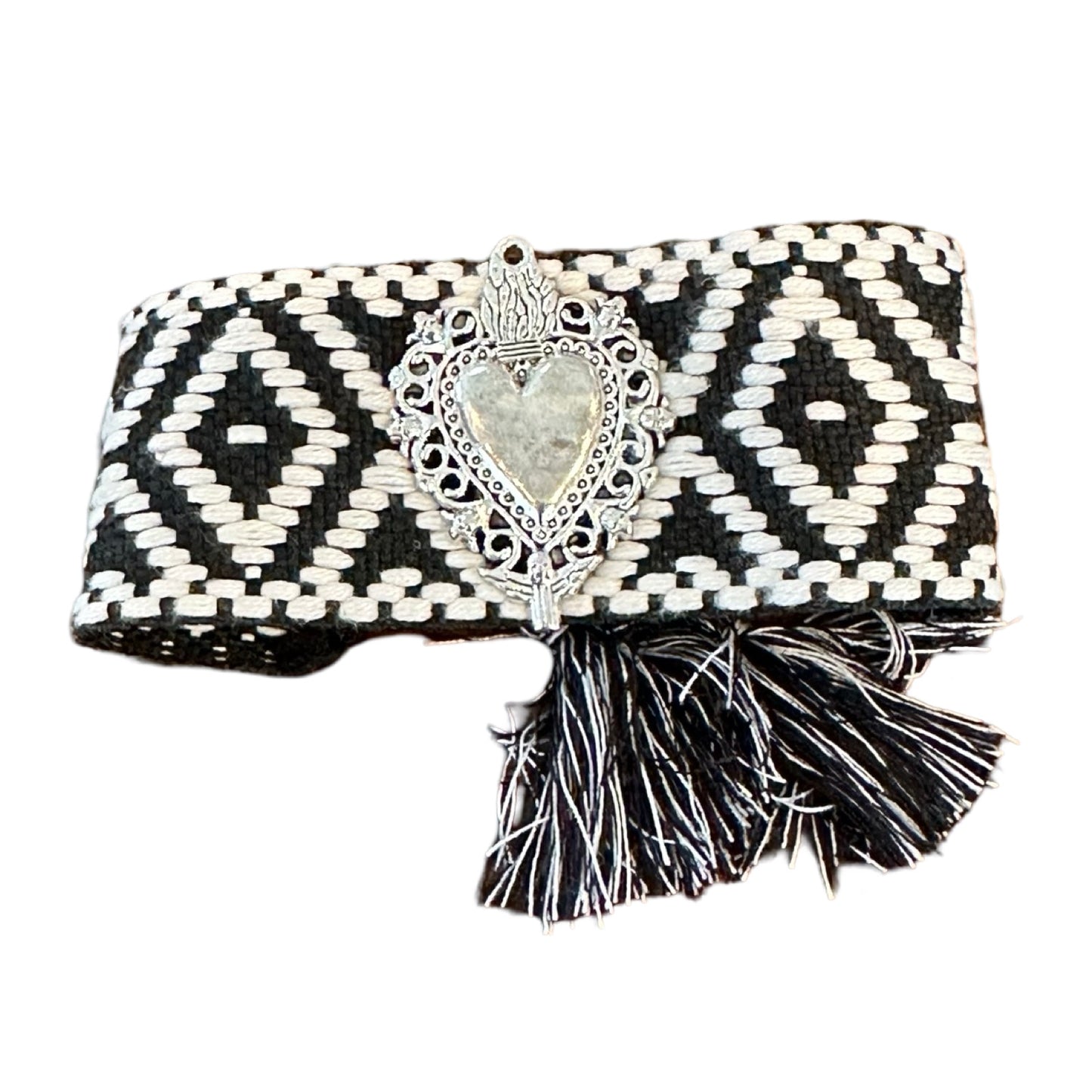 Adjustable Woven Bracelet with Metal Heart