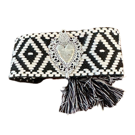 Adjustable Woven Bracelet with Metal Heart