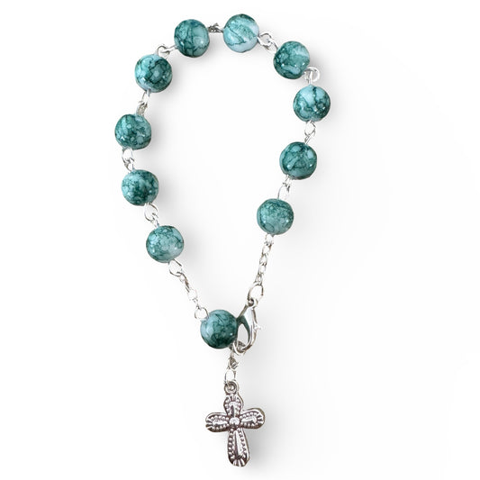 Marble Decade Rosary Bracelet with Clasp