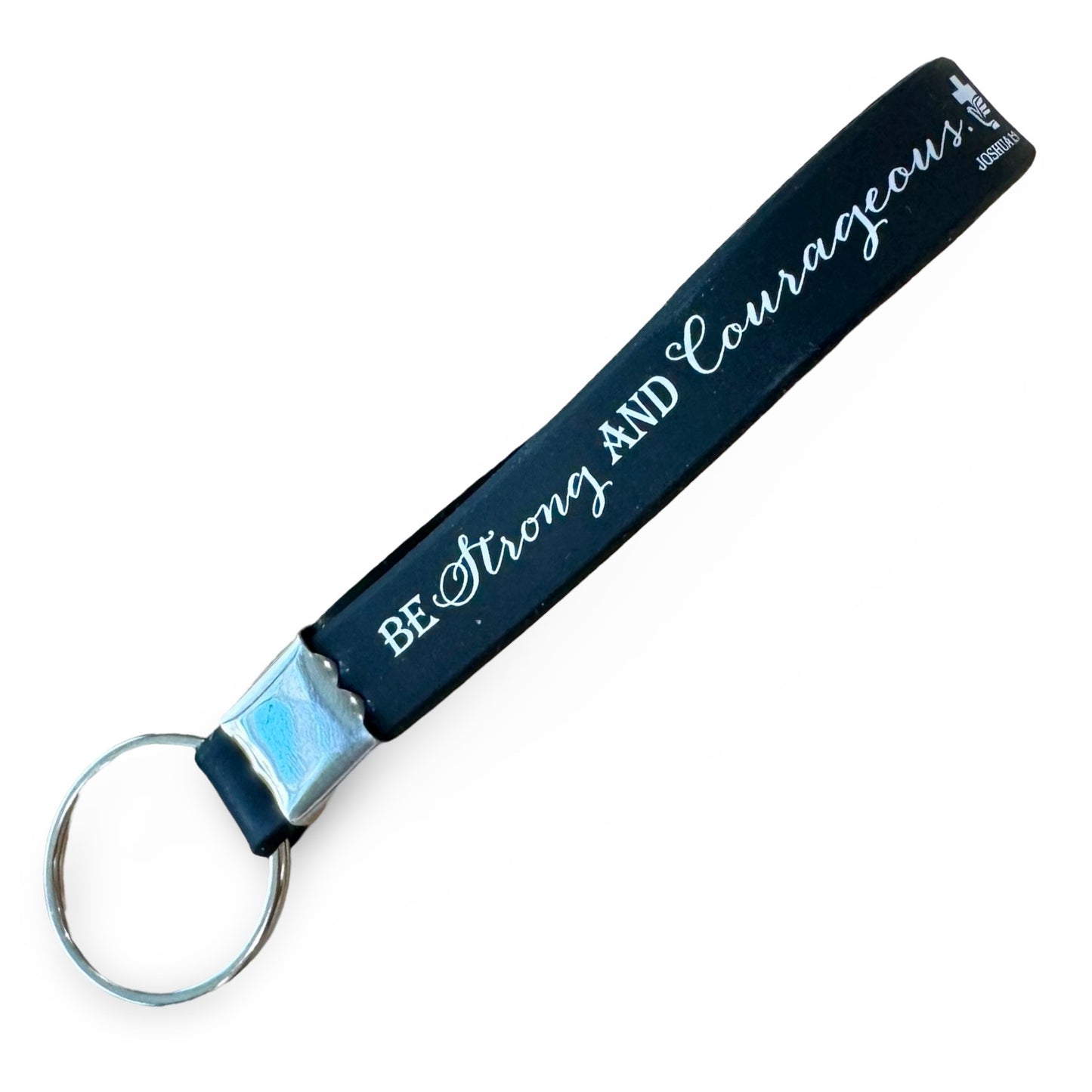 “Be Strong and Courageous” Silicone Bible Verse Keychain