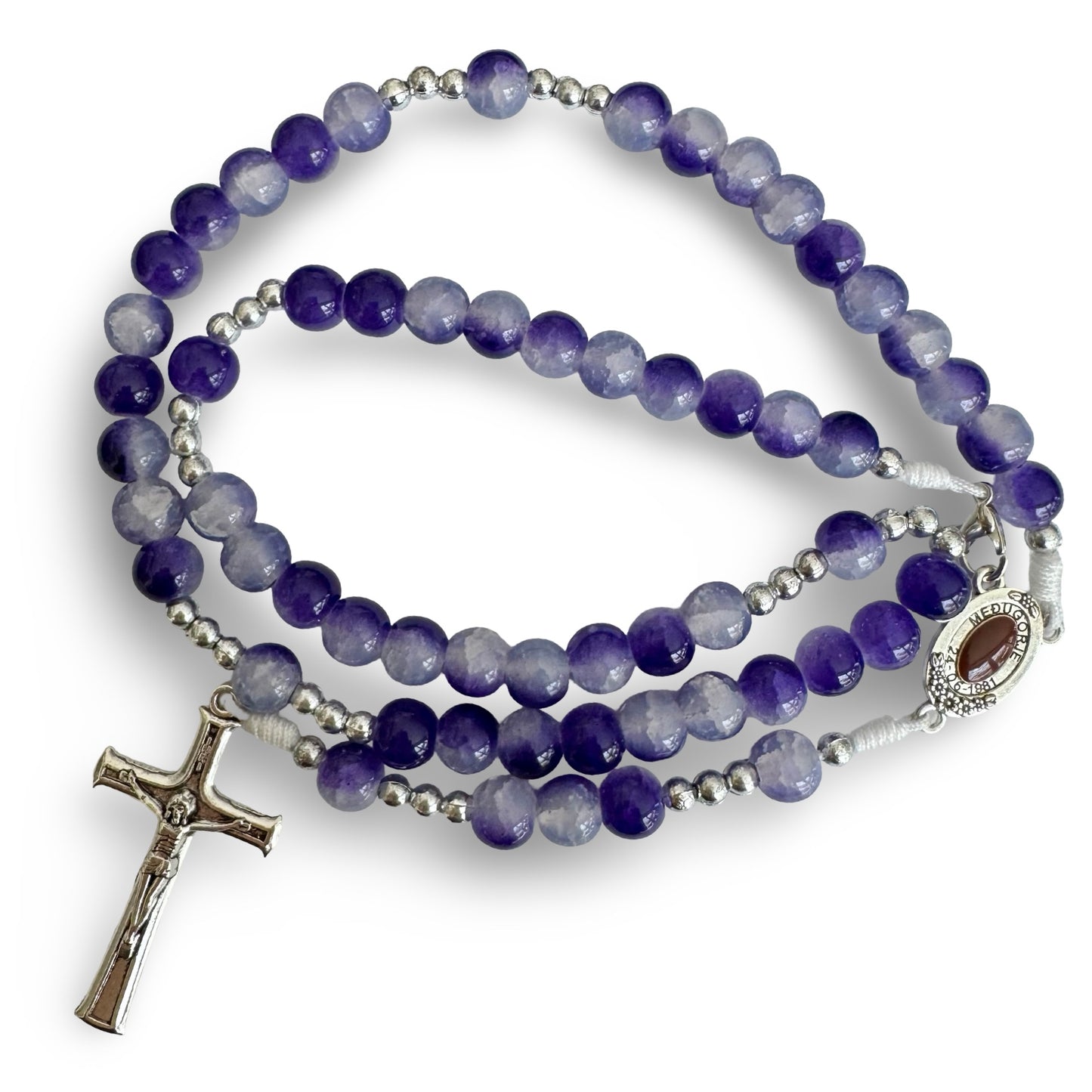 Large Queen of Peace Marble Rosary of Assorted Colors with Soil