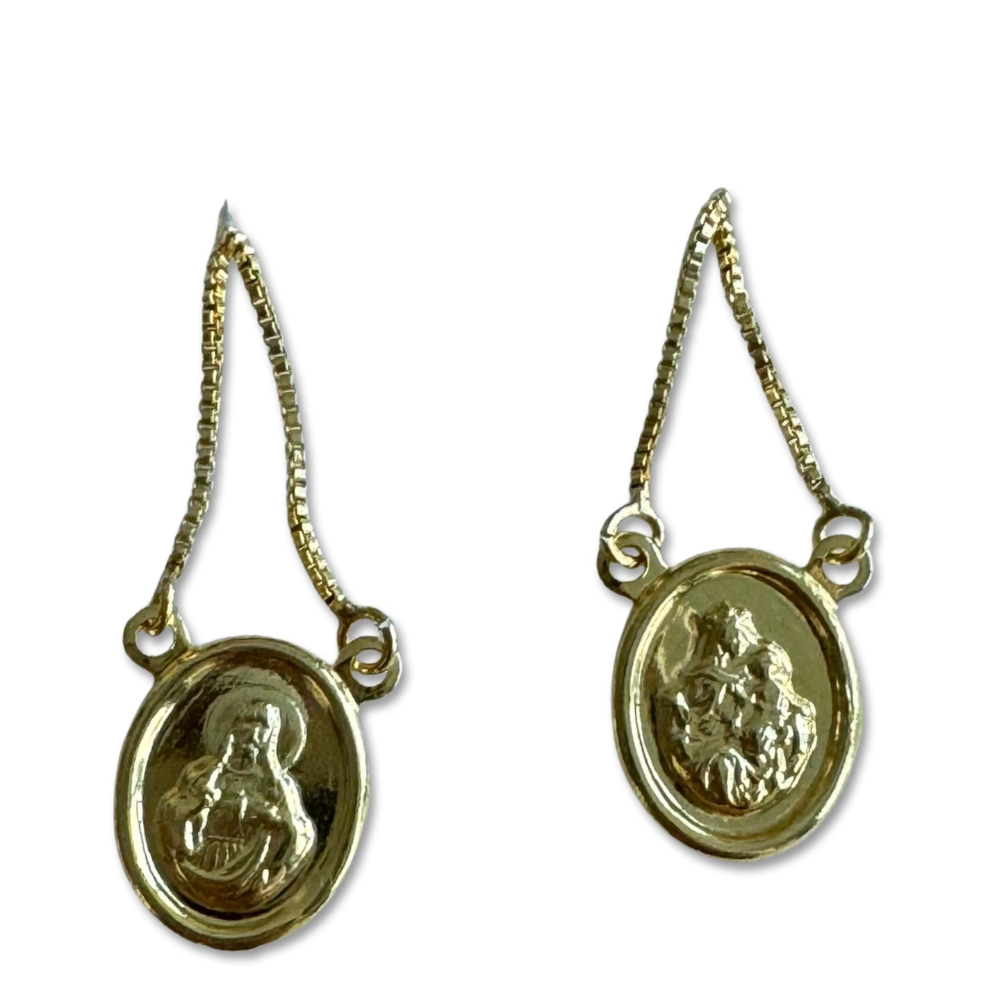 Gold Oval Scapular Necklace - Front and Back