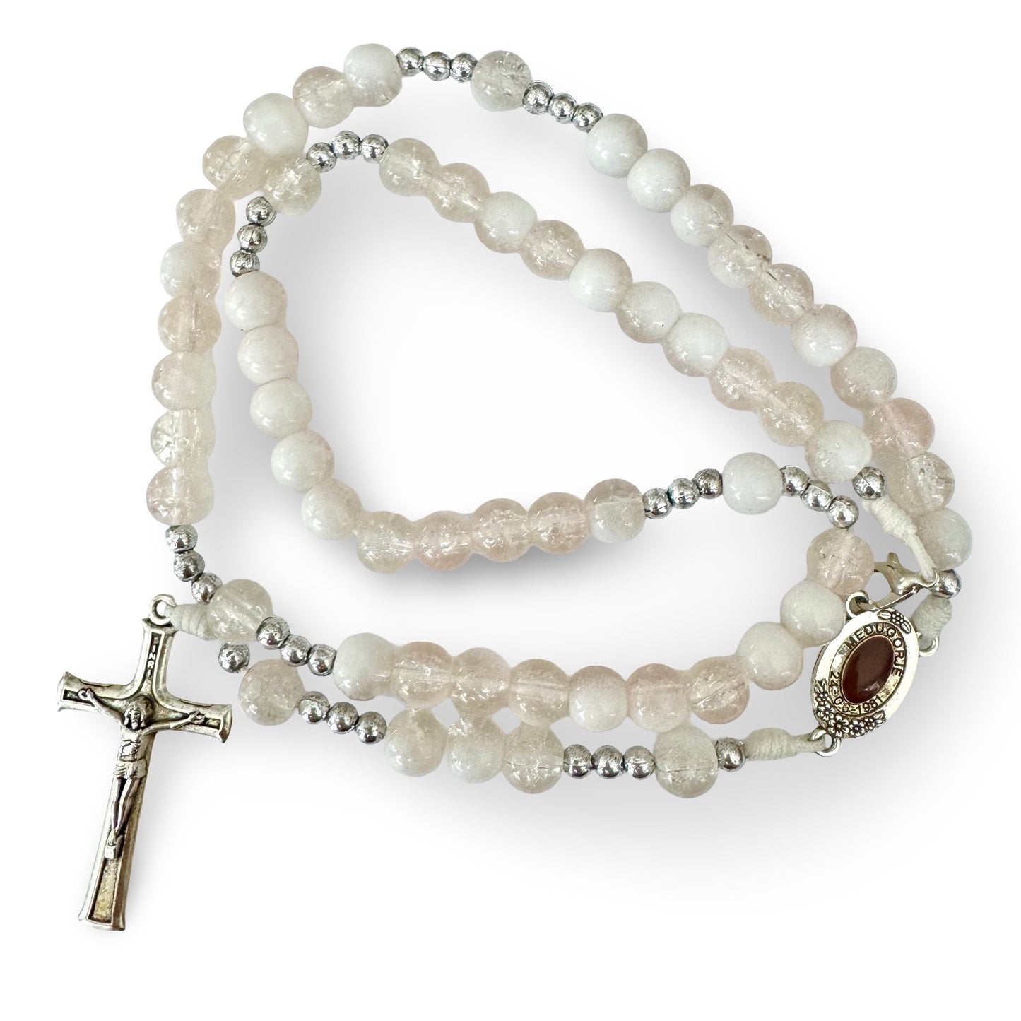 Large Queen of Peace Marble Rosary of Assorted Colors with Soil