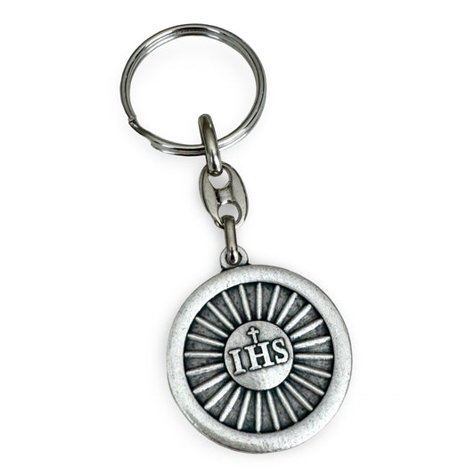 St. Carlo Acutis Engraved Silver Keychain