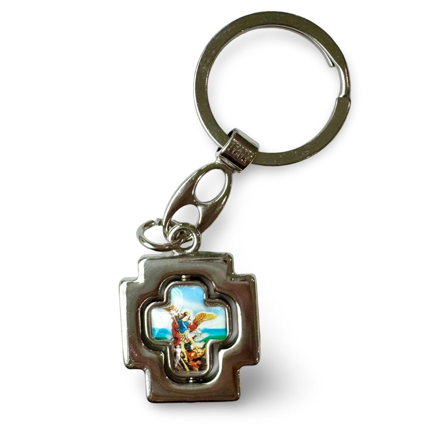 St. Michael and St. Padre Pio Rotating Keychain