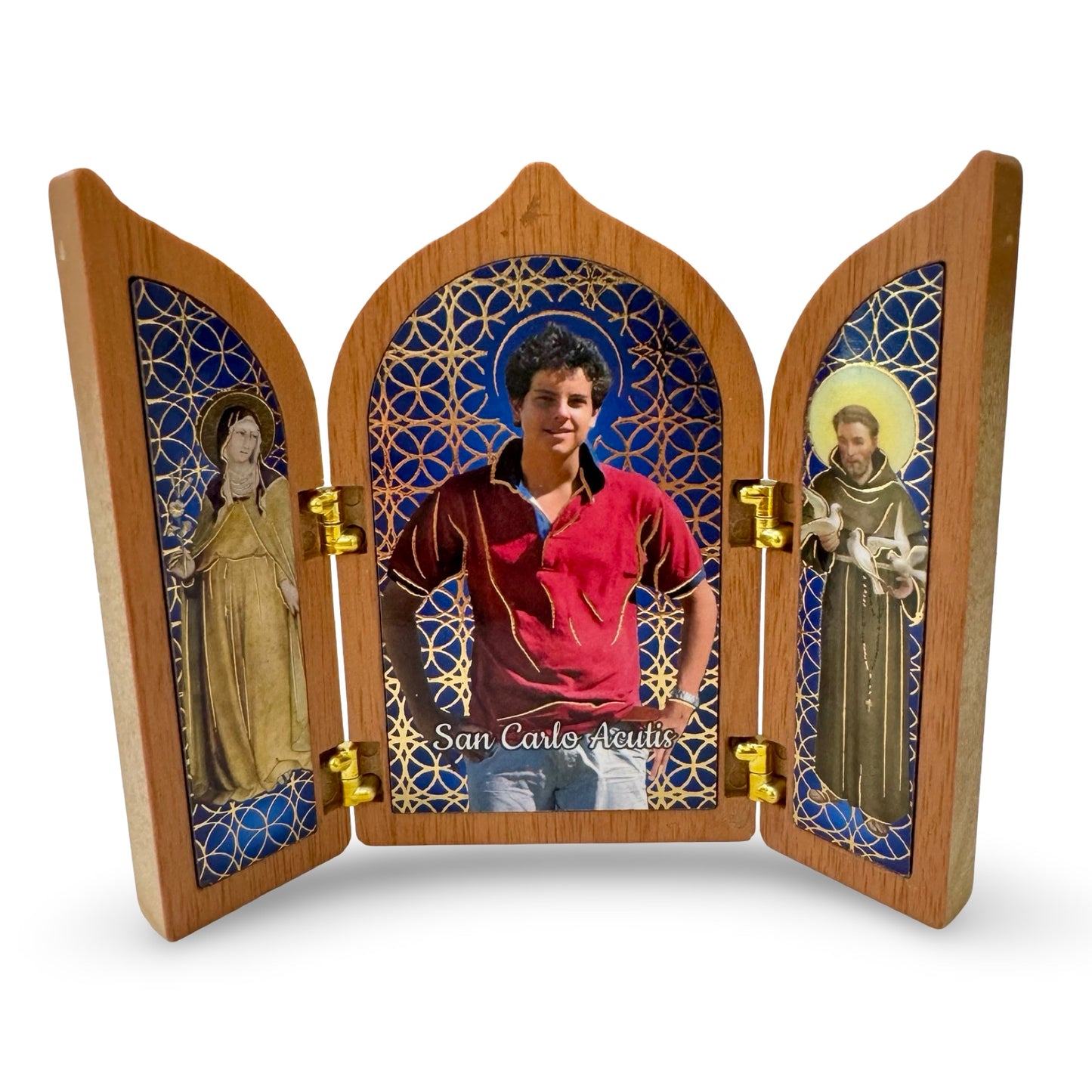 St. Carlo Acutis Folding Image with St. Francis and St. Clare