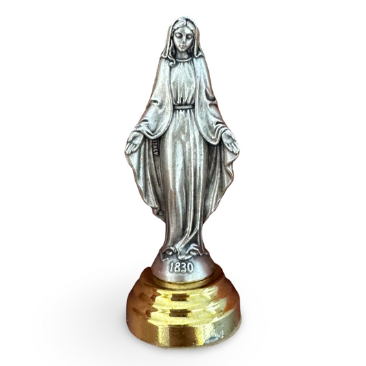 Small Our Lady of the Miraculous Medal Statue with Gold Base