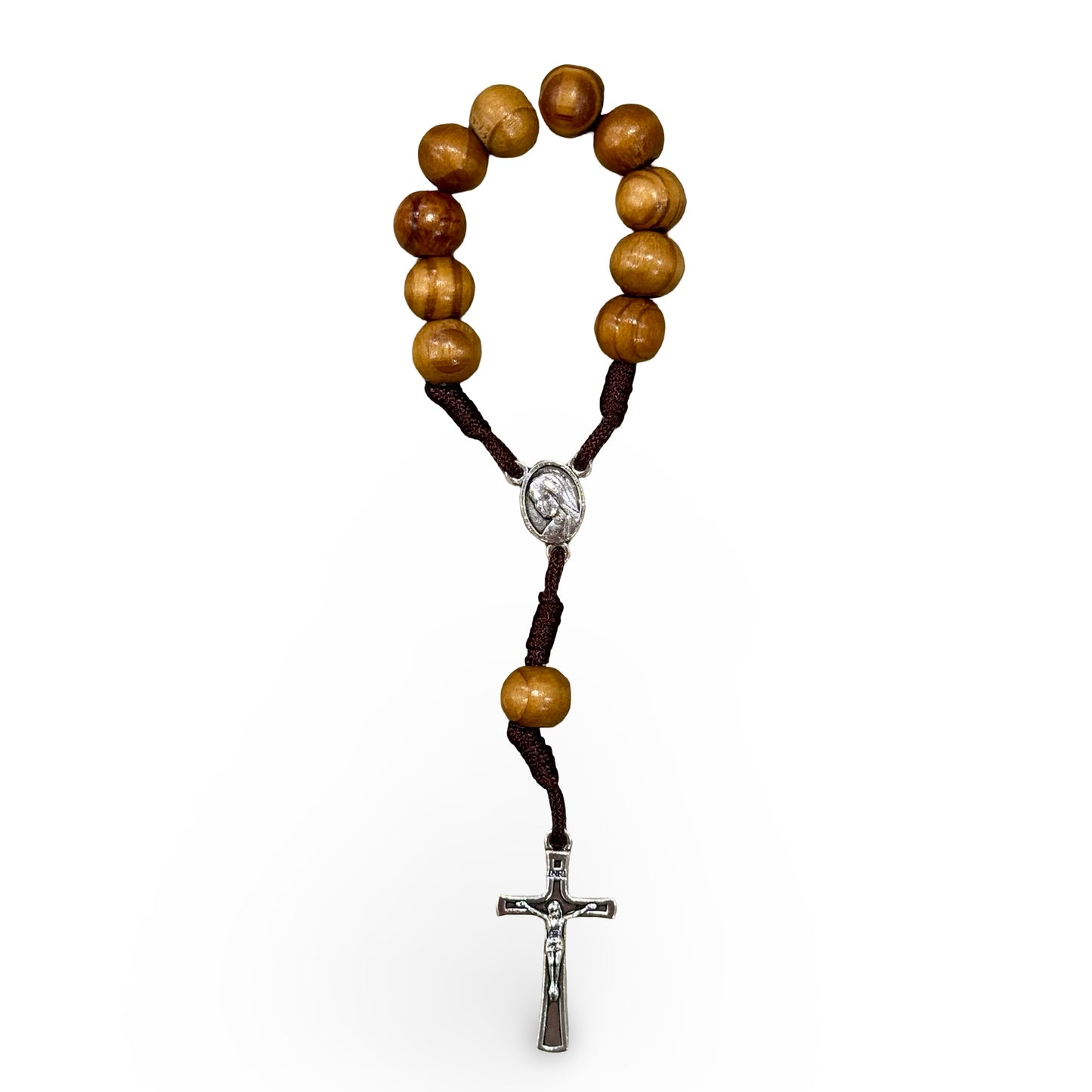 Large Wooden Bead Queen of Peace Decade Rosary