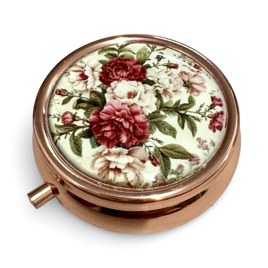 Floral Rose Gold Pill Case