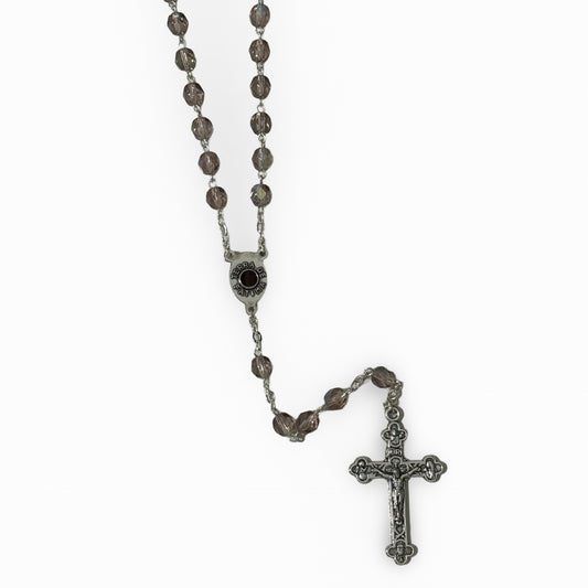 Crystal Fatima Rosary with Soil