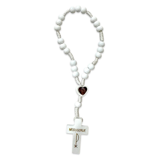 Wooden Queen of Peace Chaplet with Heart-Shaped Centerpiece