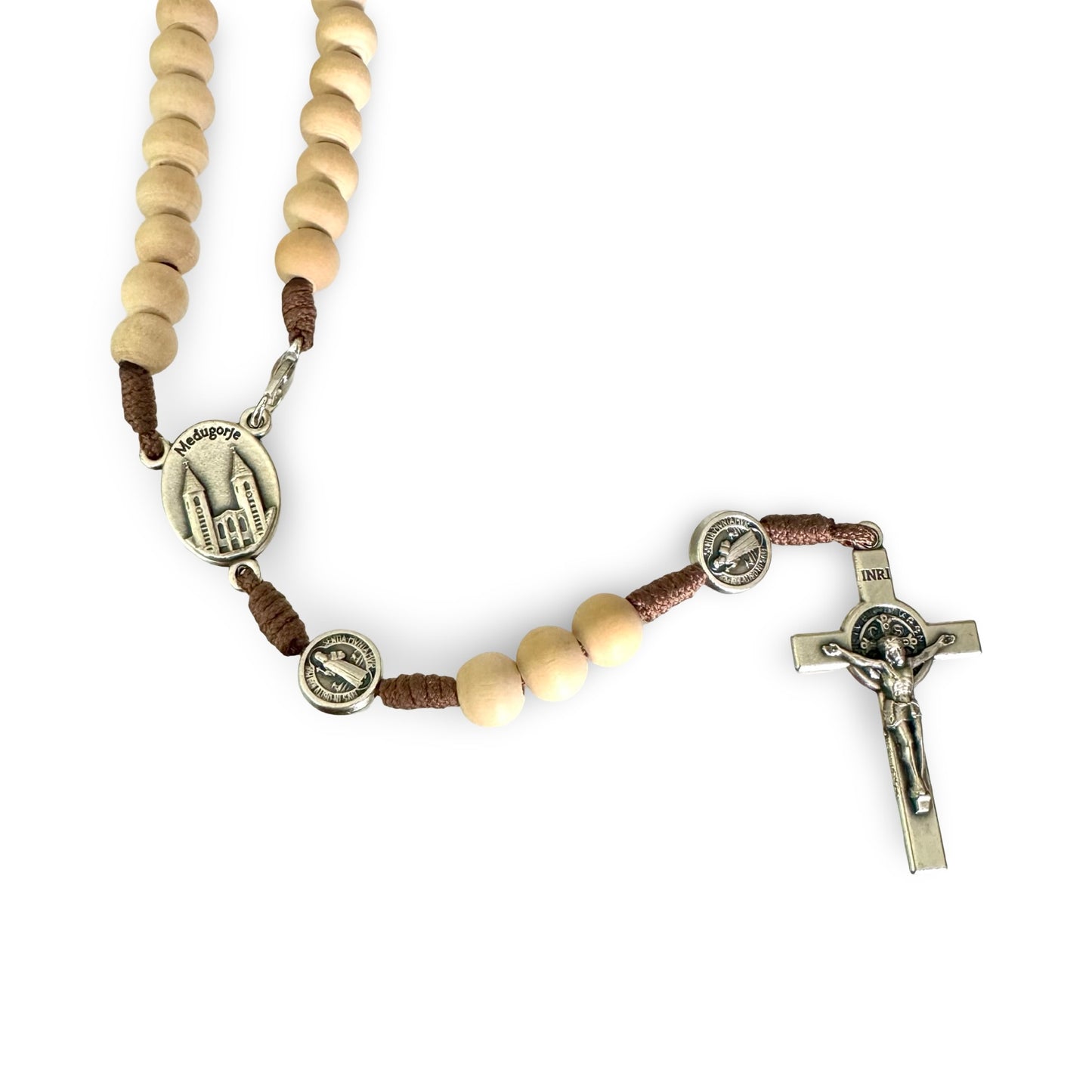 Beige Wood Bead St. Benedict Rosary