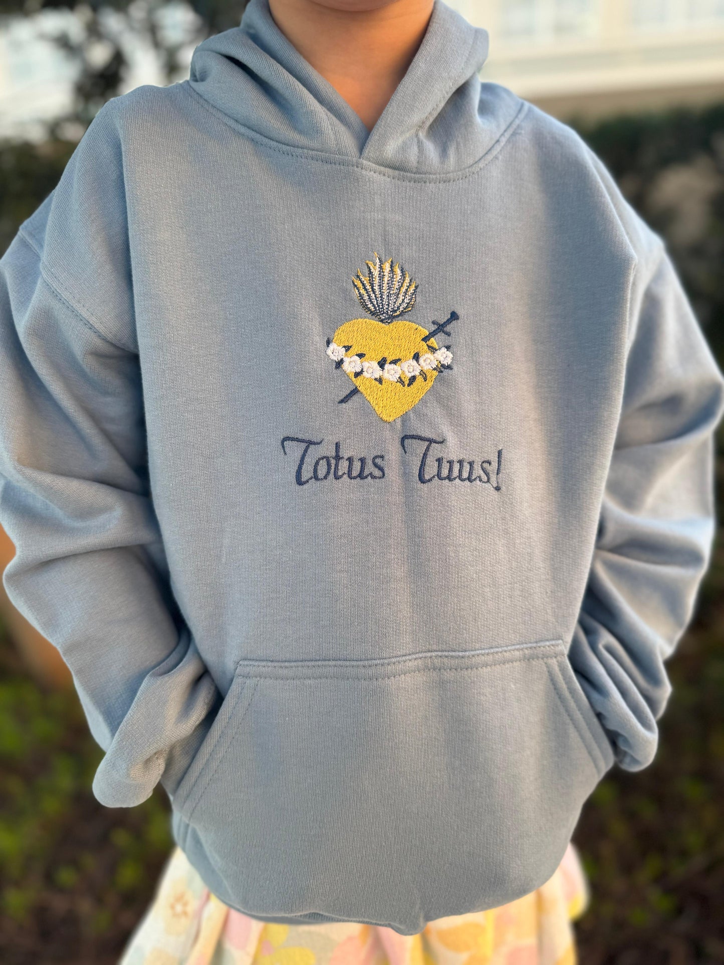 Totus Tuus "M" Embroidered Hoodies for Kids by SCTJM