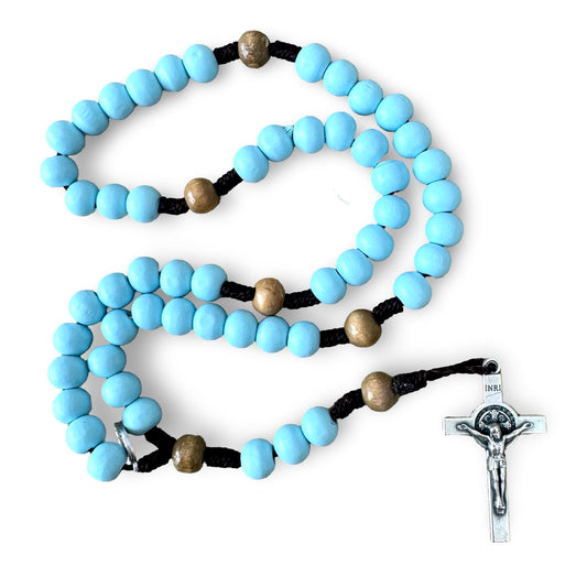 Colored, Wooden Queen of Peace Cord Rosary