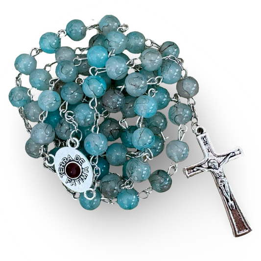 Large Crystal Rosary with Soil from Fatima