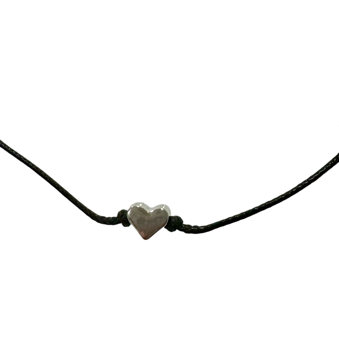 Adjustable String and Silver Heart Bracelet of Assorted Colors