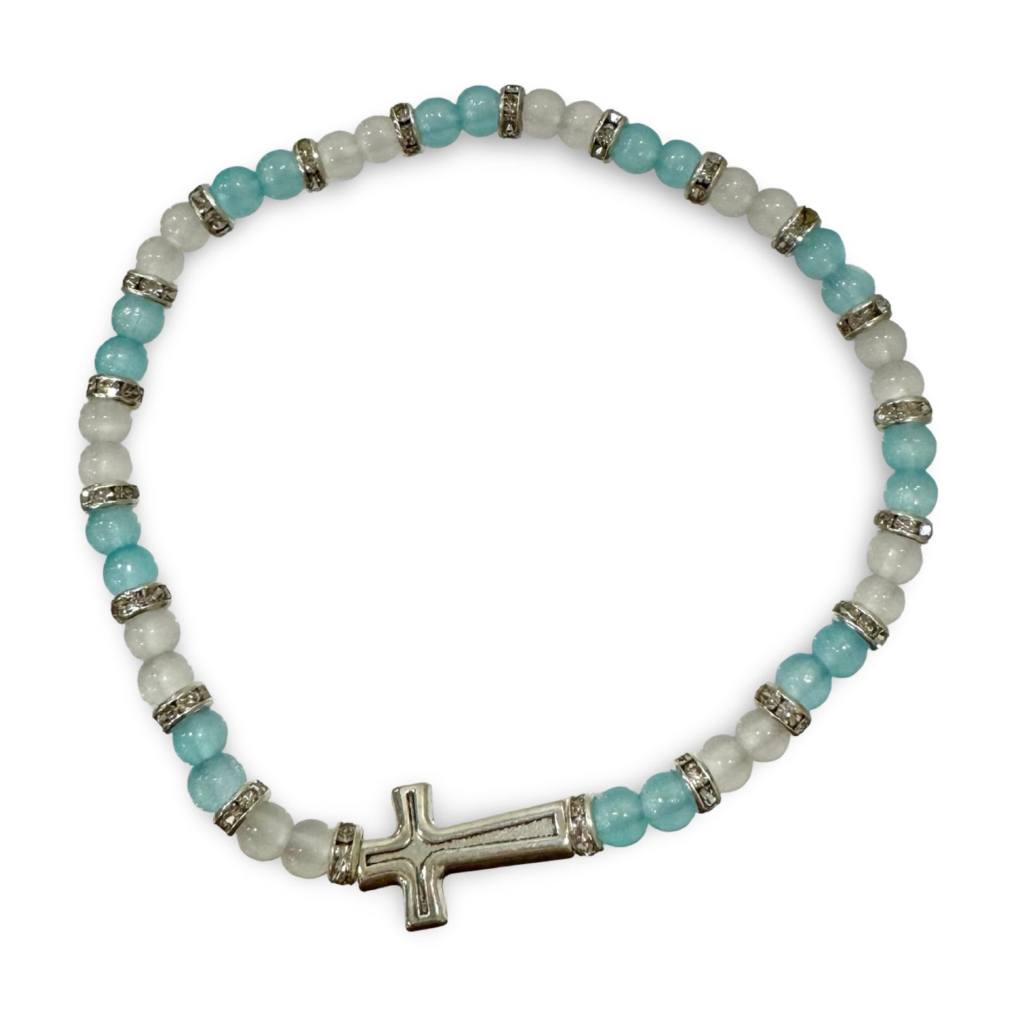 Two-Toned Colorful Beaded Cross Bracelet