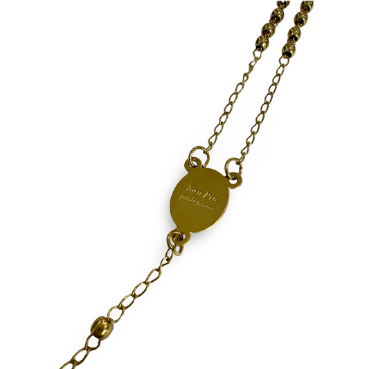 Padre Pio Sterling Silver Rosary Necklace